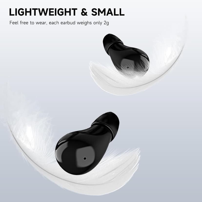 Mudtun Invisible Sleep Earbuds, Smallest Sleep Headphones for Side Sleepers Low Profile Micro Tiny Discreet Hidden Earbuds for Work, Wireless Mini IPX5 Waterproof for Small Ear Canals, Deep Black