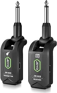 JOYO 5.8GHz Wireless Guitar System Wireless Guitar Transmitter Receiver Rechargeable Audio with 4 Signal Channels for Electric Guitar Bass 20M (JW-02S)