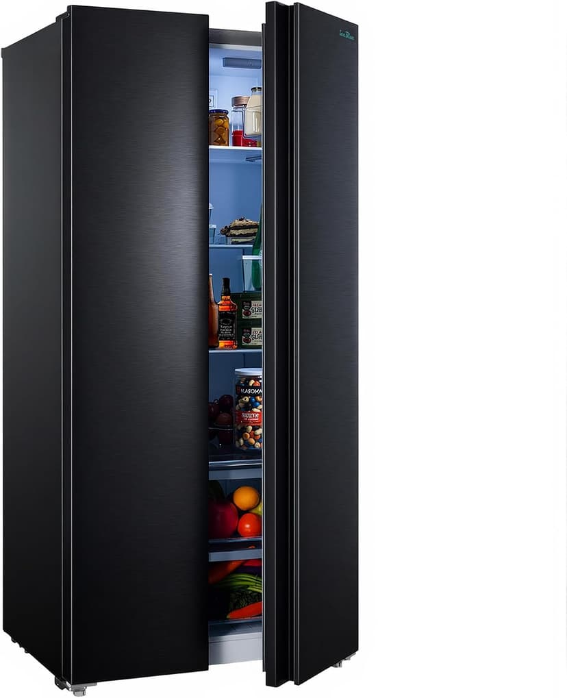 Iceblue 15.6 Cu.Ft. Side-by-side Refrigerators, 33" Full Size Refrigerator, Zoning Temperature Control Beverage Refrigerator with Freezer, Frost Free Beverage Fridge - Black Stainless Steel