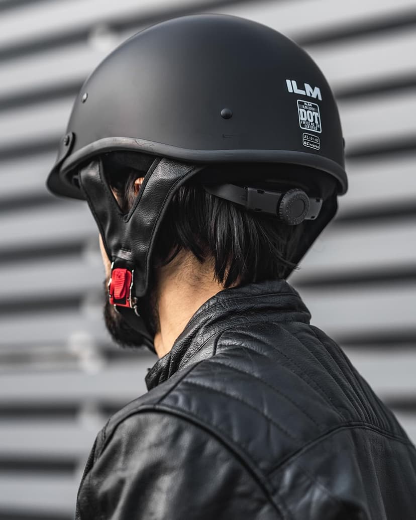 ILM Half Helmet Motorcycle Open Face Sun Visor Quick Release Buckle DOT Approved Cycling Motocross Suits Men Women Model-205V (S, Matt Black)