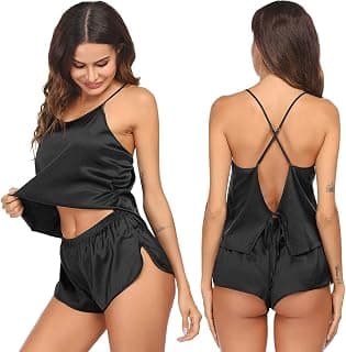 Sexy pajama set for women,Cami Top and Shorts Sets,2 Piece Silky Sleepwear for Valentines,Bridal Party,Honeymoons Gifts Ekouaer Silk Pajamas Set for Women Satin Backless Lingerie Pjs Nightwear B0876WYLZT