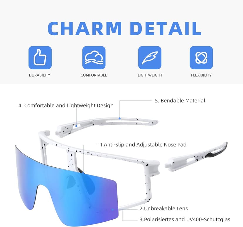 Kegrimi Sports Baseball Cycling Sunglasses for Men: Polarized Sunglasses for Women Youth UV400 Protection Running