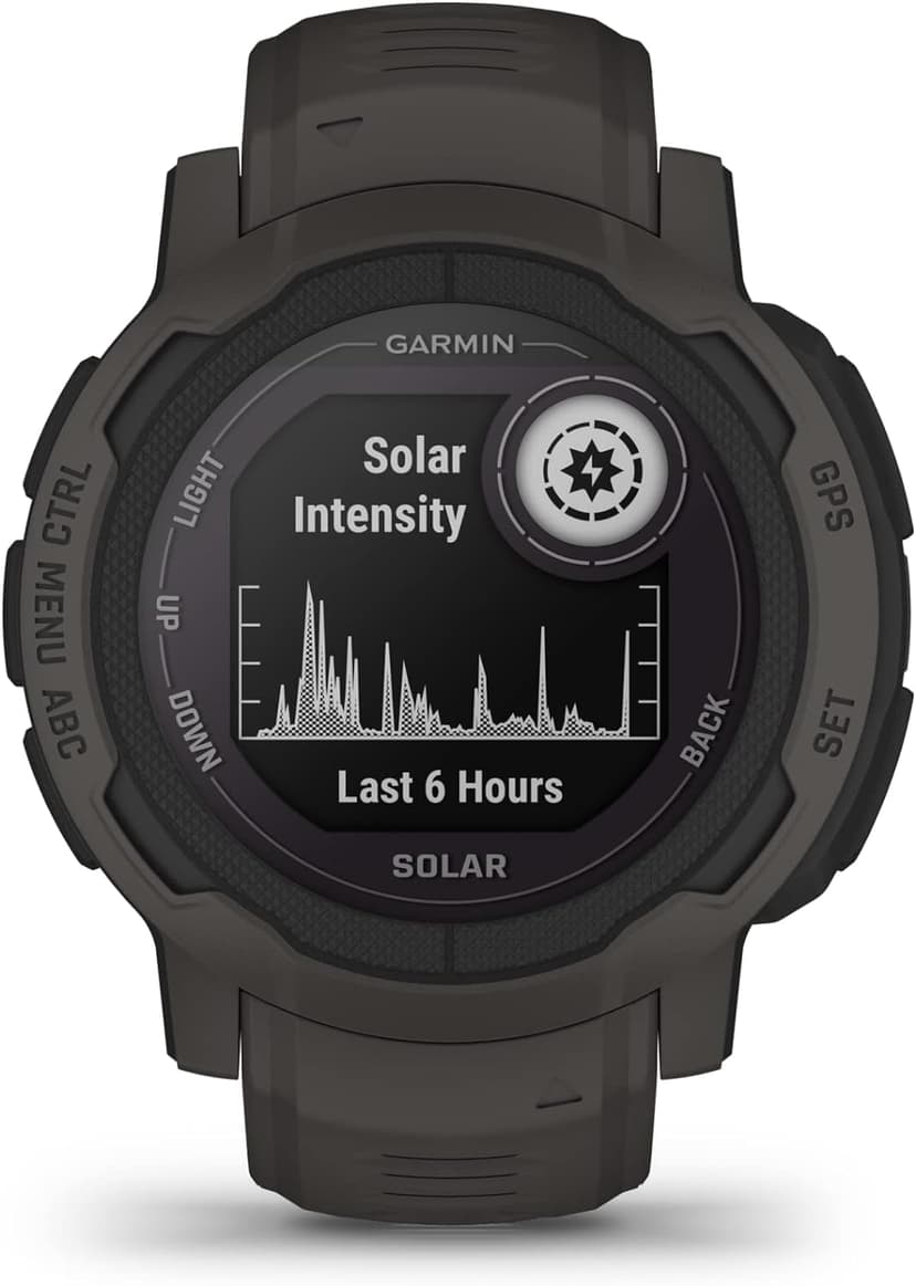 Garmin Garmin Instinct 2 Solar, Smaller-Sized Rugged Outdoor Watch with GPS, with Solar Charging Capabilities, Built for All Elements, Multi-GNSS Support, Tracback Routing and More, Graphite
