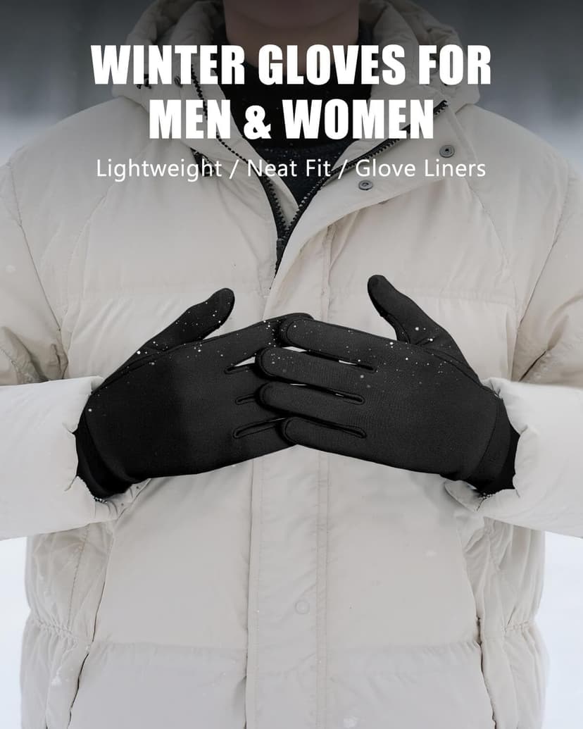 Aegend Lightweight Winter Gloves for Men Women, Warm Running Gloves Touchscreen Thermal Glove Liners for Cold Weather Driving, Cycling & Hiking, Non-Slip, Elastic Cuff, Stretchy, Durable
