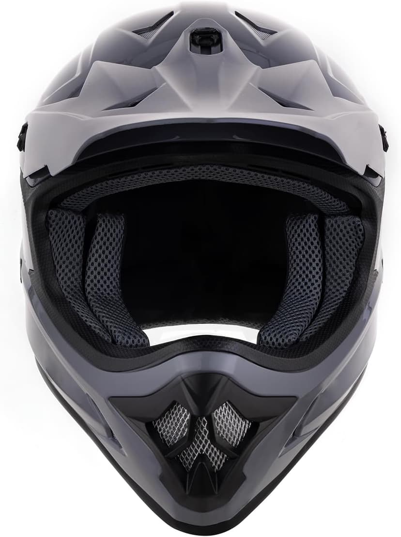 OUMURS Adult ATV Dirt Bike Helmet with Goggles Gloves & Mask Adjustable Sun Visor Motorcycle Adult Helmet Off-Road Motocross Downhill Moped MX for Unisex-Adult-Gray, L
