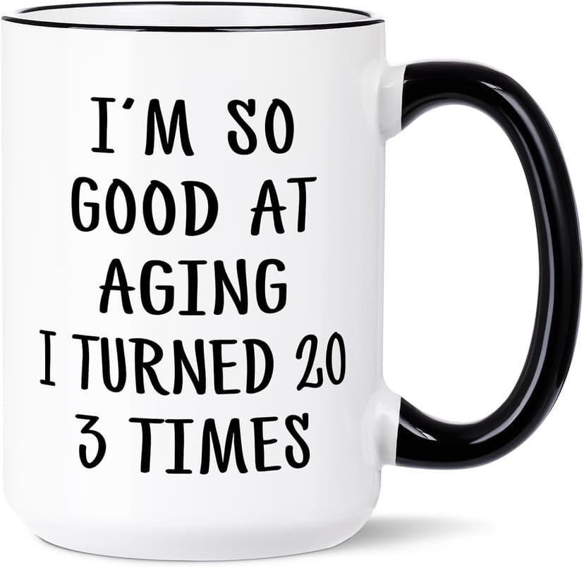 Aurahouse 60th Birthday Gifts for Women Men Mug, Funny Gift Ideas for 60th Birthday Women, 60 Year Old Birthday Gifts for Women Men Mom Dad Sister Friend Aunt, Turned 20 3 Times Coffee Cup Decorations