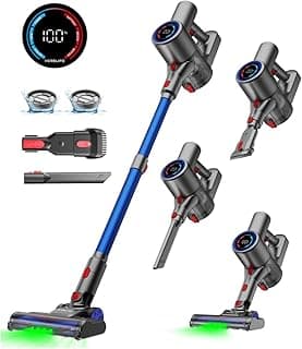 VersLife Z8 Cordless Vacuum Cleaner, 40kPa/500W Power Suction, LED Display, 6-in-1 Lightweight Stick Vacuum with Green LED Light, 6-Stages Filtration, Self-Standing for Pet Hair Hard Floor Carpet