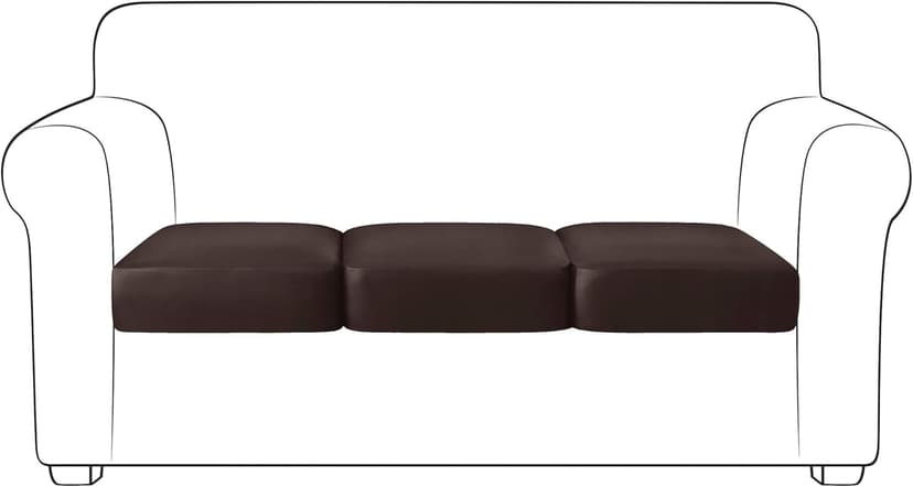 Yates Home PU Leather Couch Sofa Cushion Slipcover Water-Proof Elastic Chair RV Seat Covers Loveseat Sofa Furniture Protector Slip Cover for Settee Seater Replacement Living Room（3 Pieces, Chocolate）