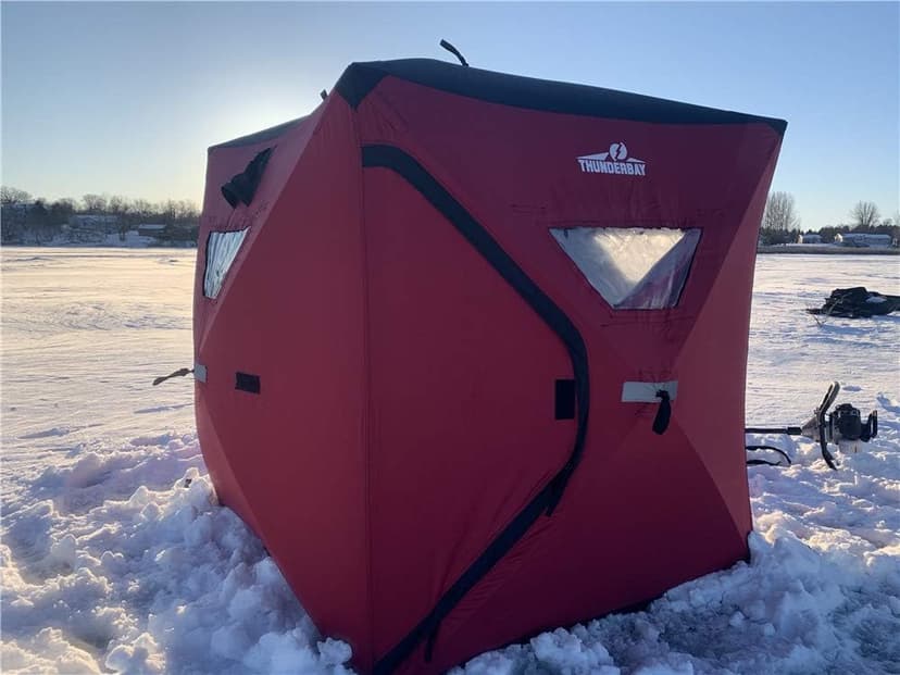 THUNDERBAY Ice Cube 2-4 Man Portable Ice Shelter, 24/34 Square Feet of Fishable Area, Portable 2-3 Person Ice Shanty