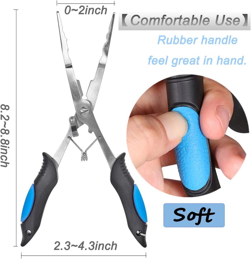 Fishing Pliers Stainless Steel Long Nose Hook Remover with Sheath and Lanyard for Line Cutters Saltwater and Freshwater