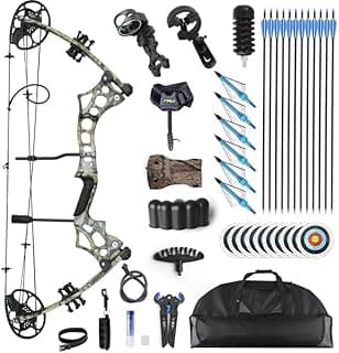 Compound Bow and Arrow Set for Adults Archery Shooting Bow Adjustable 30-65lbs Composite Bow Combination 19.5"-30" Draw Length Hunting Equipment