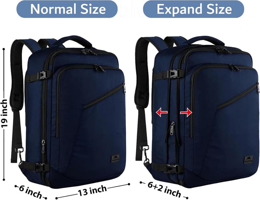 MATEIN Weekender Backpack, Large Capacity Travelling Suitcase Backpack with Strap for Clothes, Expandable Flight Approved Business Carry on Daypack for International Travel, Blue