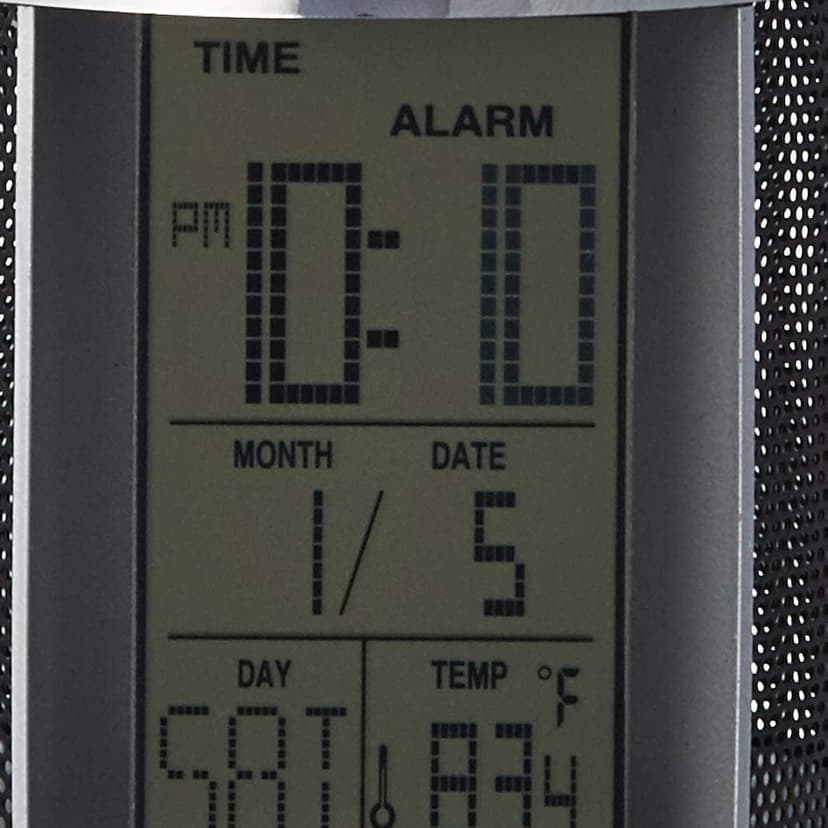 Howard Miller Desk Mate Tabletop Clock with Storage Compartment, LCD Display, Pen Holder, Snooze Function, Temperature Display, LED Light Table Clock for Home Office, Desk & Bedroom Use