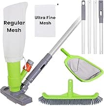 Sepetrel Deluxe Swimming Pool Cleaning Kit with Spa Jet Vacuum Cleaner,Brush, Semi-deep Skimmer Net & Adjustable 57.5-inch Pole,Ideal for Cleaning Above Ground,Inflatable Pools