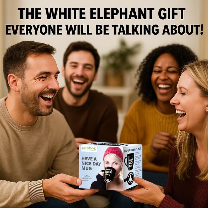 Decodyne Funny Coffee Mug, Gag White Elephant Gifts for Adults and Coworkers - Perfect for Christmas, and Novelty Gifts, Middle Finger Mug, 14 Ounce (Black) B076PJ1JSG