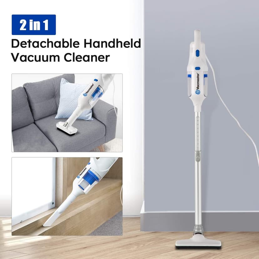 Vacmaster Corded Stick Vacuum Cleaner 2 in 1 Ultra-Lightweight 14Kpa Power Suction Handheld Vacuum Cleaner with Washable HEPA Filter for Home, Car, Pet Hair, Carpet, Hard Floor