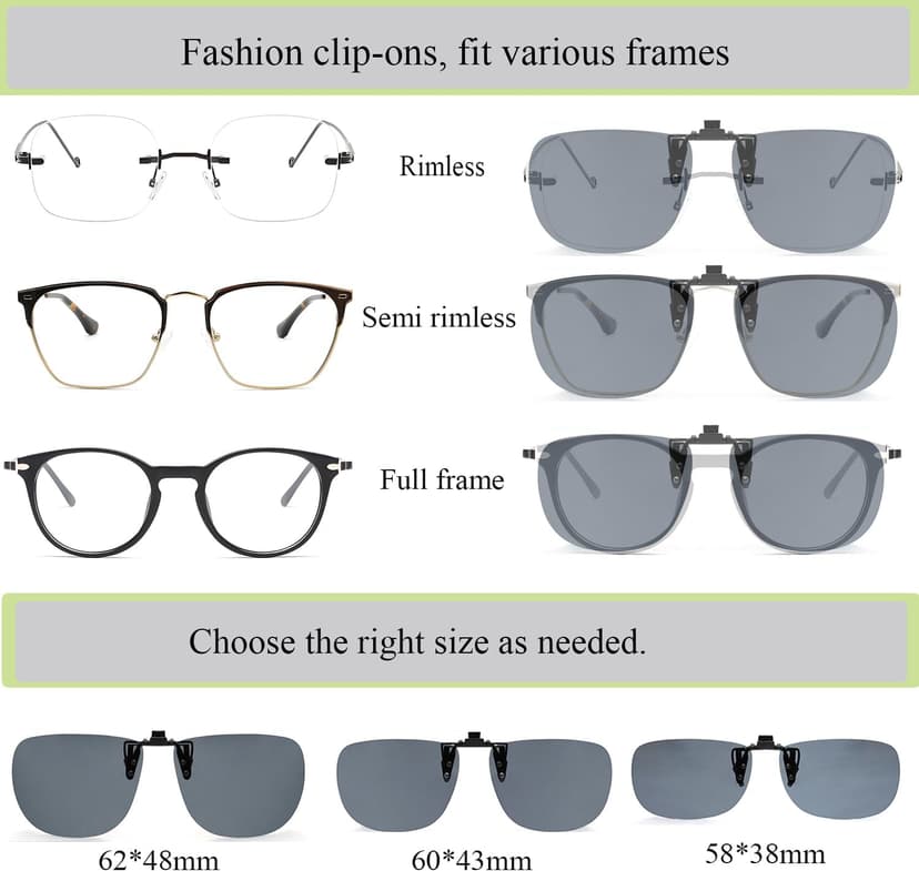 MONICE Fishing Clip on Flip up Polarized Sunglasses Fit Over Prescription Glasses Driving UV Protection Gift Men Women