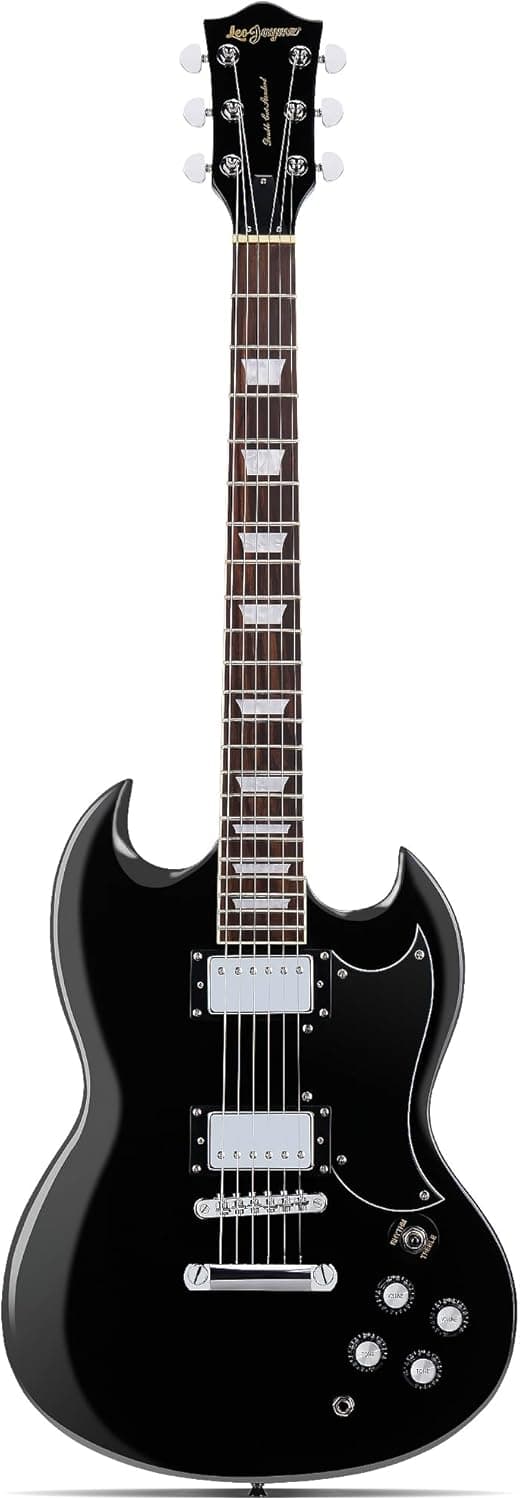 Leo Jaymz 39 Inch Solid Body Electric Guitar - Poplar Wood Body，Maple Neck and Laurel Wood Fretboard (Black)