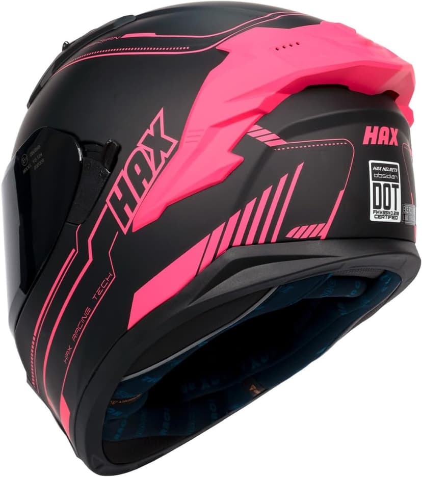 HAX Obsidian Pro Full Face Dual Visor Adult Motorcycle Helmet for Motorbike Street Bike with Pinlock Ready DOT Approved