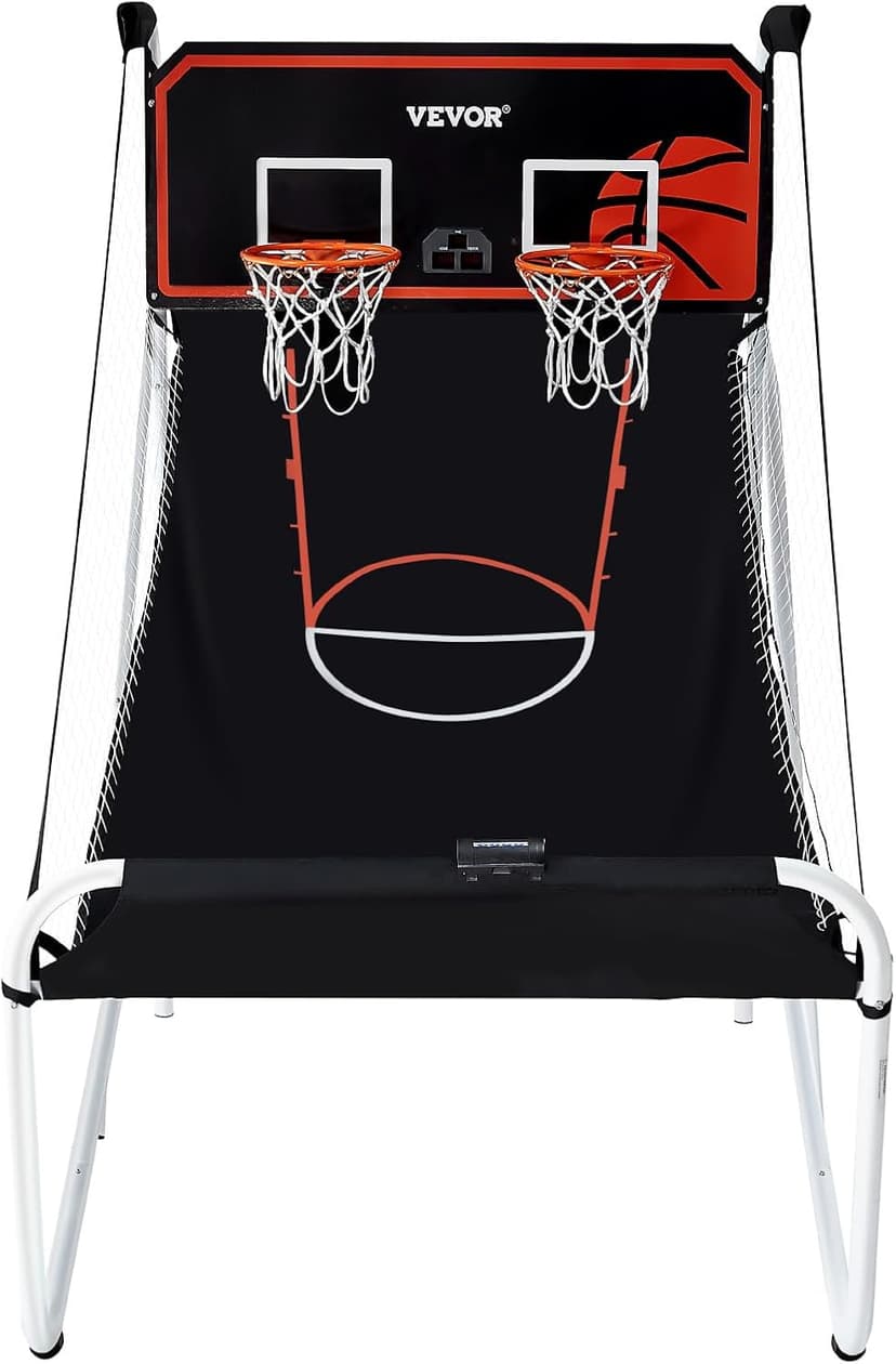 VEVOR Foldable Basketball Arcade Game, 2 Player Indoor Basketball Game, Home Dual Sport with 5 Balls, 8 Game Modes, Electronic Scoreboard, and Inflation Pump,Adults