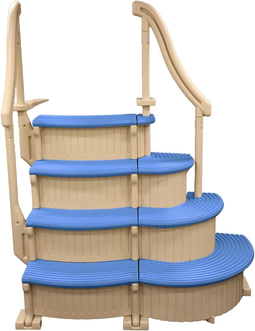 Confer Plastics Curve CCX-AG Drop in Above Ground Pool Step with Blue Treads - Base Step with Add-On