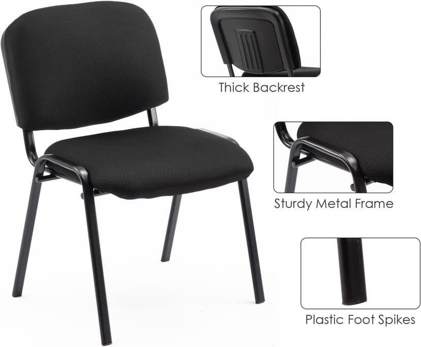 Shunzhi Waiting Room Chairs Set of 5 Stackable Conference Room Chairs Reception Guest Chair for Breakroom/Lobby/Meeting/Church/School/Hall/Hotel, Black Mesh,5PCS