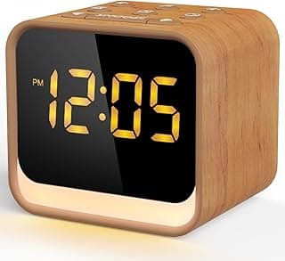 Housbay Wooden Sound Machine Alarm Clock for Bedrooms - Gentle Wake-Up with Birdsong, White Noise for Sleeping, Small Digital Clock for Phone-Free Routine