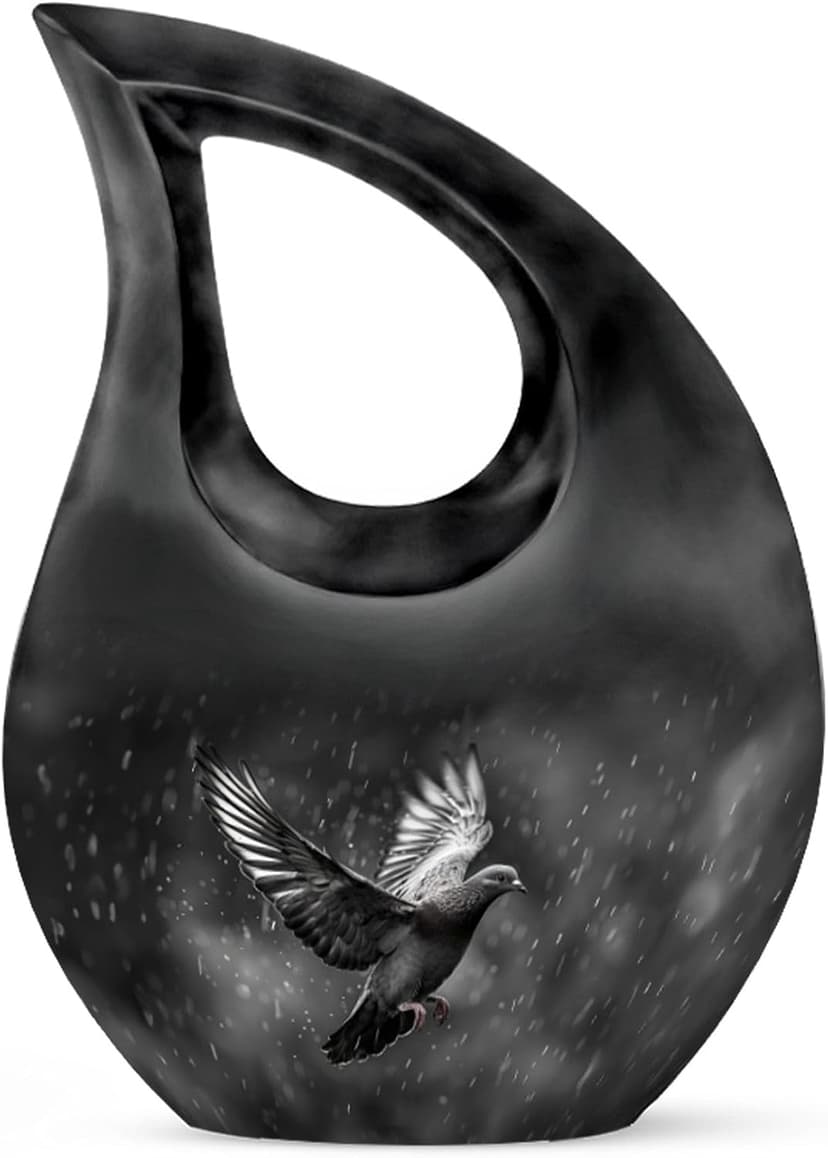Dove Burial Keepsake Urns for Adult Male Female Ashes, Black Drop Handcrafted Cremation Urn for Human Ashes, Remembrance Gift for Loss, Burial Cremains Containers (3 Inch) B0FFTG4NMQ