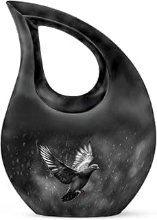 Dove Burial Keepsake Urns for Adult Male Female Ashes, Black Drop Handcrafted Cremation Urn for Human Ashes, Remembrance Gift for Loss, Burial Cremains Containers (3 Inch) B0FFTG4NMQ