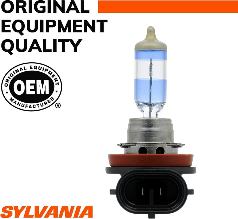 SYLVANIA - H11 SilverStar Ultra - High Performance Halogen Headlight Bulb, High Beam, Low Beam and Fog Replacement Bulb, Brightest Down Road with Whiter Light, Tri-Band Technology (Contains 2 Bulbs)