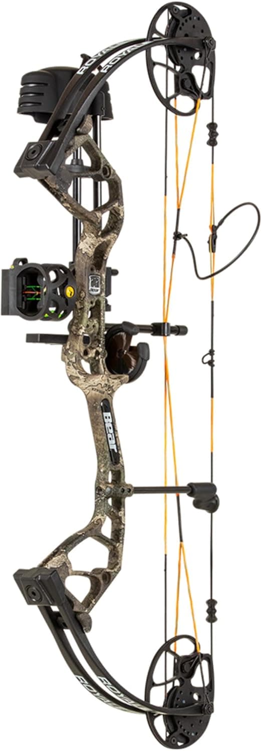Bear Archery Royale Ready to Hunt Compound Bow Archery Set with Archery Accessories for Adults and Youths, 12”- 27” Draw Length, 5-50 Lbs Draw Weight, Up to 290 FPS