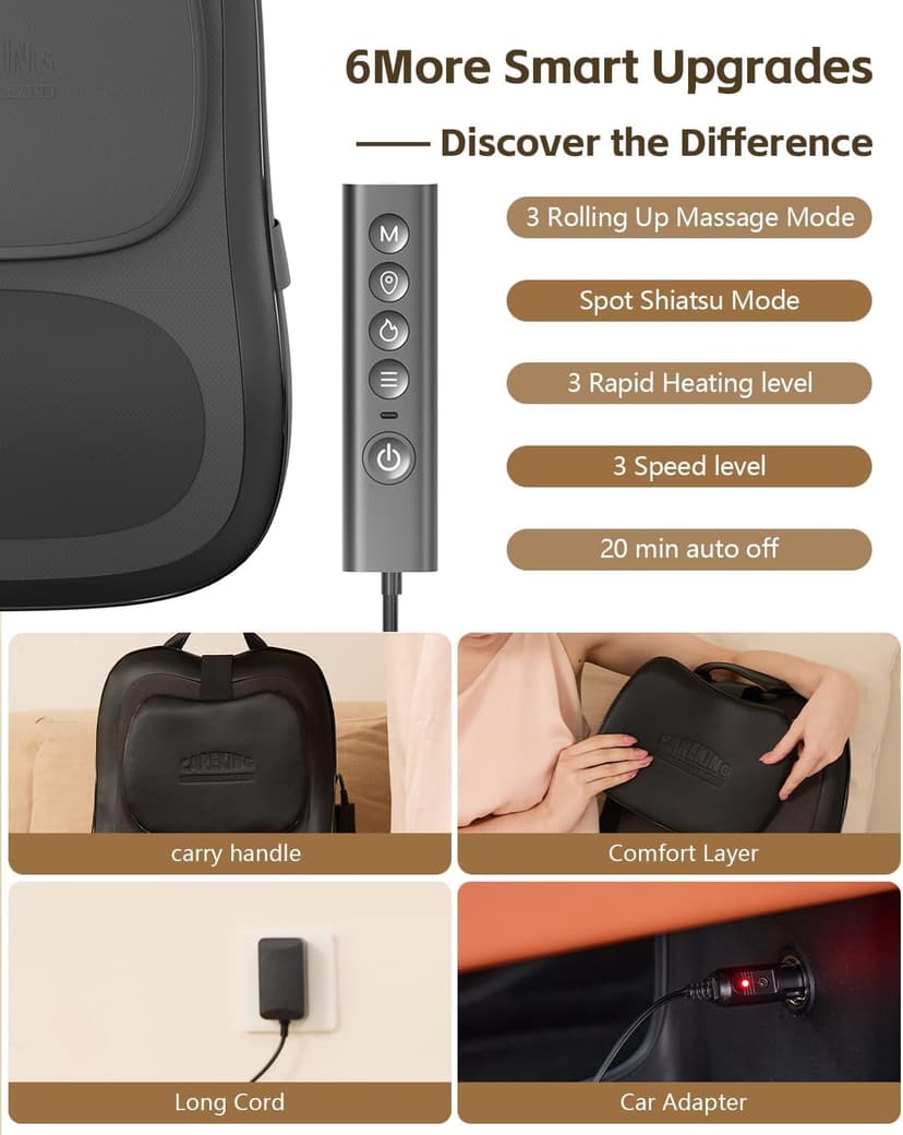 Electric Up&Down Kneading Massage Pillow For Back, Neck, Shoulder, Leg,Birthday Christmas For Women Men Gifts,Home Office Use Back Massager With Heat, Pain Relief For Deep Tissue,3D Lower Back Massager B0H5VGG7JN