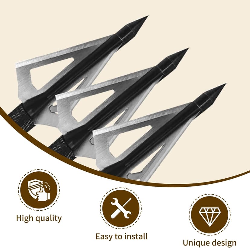 12 Pack Hunting Broadheads with Storage Case 3 Blades Archery Broadheads 100/125 Grain Screw-in Arrow Heads Arrow Tips for Traditional Bows and Compound Bow