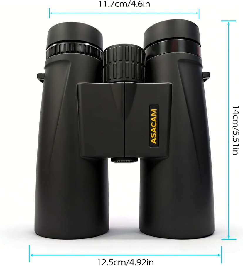 Asacam 12x42 Binoculars for Adults, High Powered Binoculars with Large Eyepiece, Lightweight HD BAK4 Prism for Bird Watching, Travel, Hunting, Camping, Sports