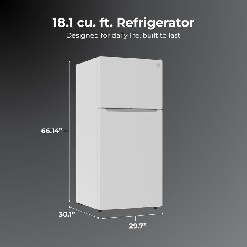 Kenmore 30" Top Mount Refrigerator with Freezer - Adjustable Shelving, Humidity-Controlled Crispers, LED Lighting, ENERGY STAR Certified, Garage Ready, 18.1 cu. ft. Capacity - White