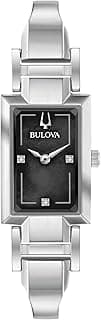 Bulova Ladies' Classic Diamond Dial Quartz Stainless Steel Watch, Rectangle, Mother-of-Pearl