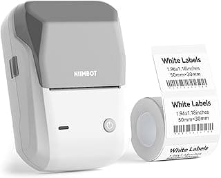 NIIMBOT B1 Label Maker Machine with Tape, 2 Inch Portable Sticker Printer for Home School & Small Business, Compatible with Phones & PC, Gray White