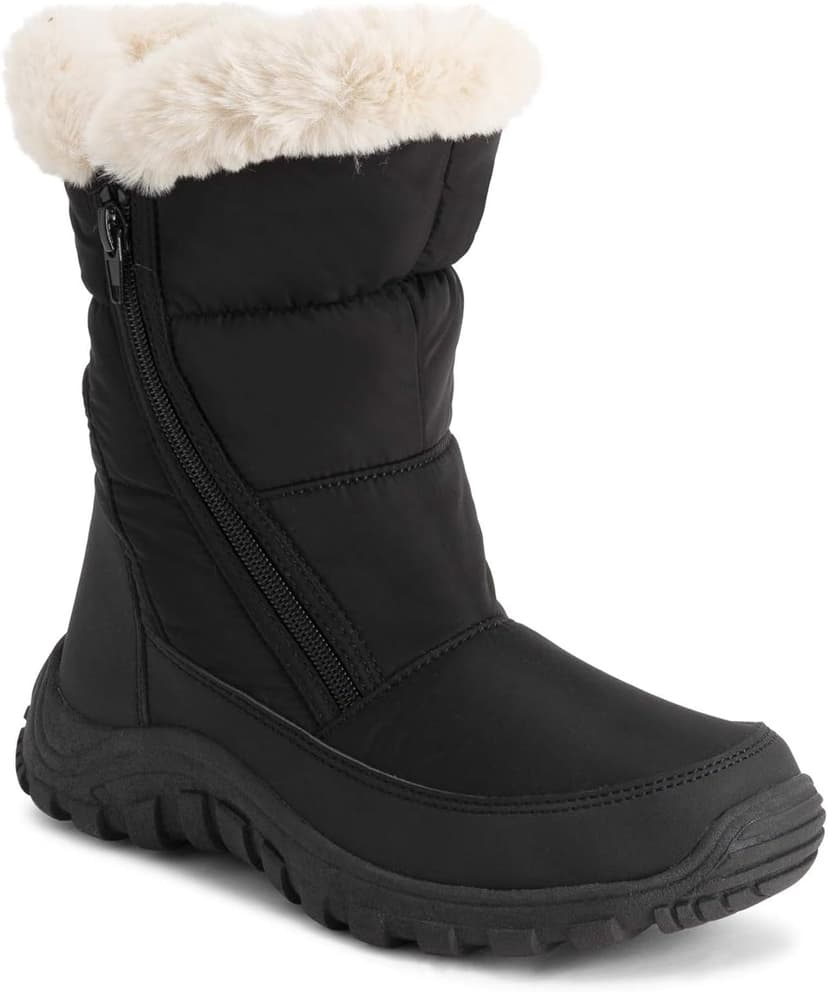 POLAR Womens Memory Foam Twin Zip Opening Pull On Nylon Waterproof Thick Faux Fur Lined Winter Rain Snow Boots