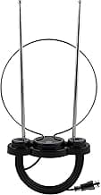 GE Traditional Rabbit Ears Indoor Black TV Antenna, 15 inch Extendable Dipoles and Circular Loop, Tabletop Antenna, Digital, HDTV Antenna, Smart TV Compatible, 4K 1080P VHF UHF, Compact Design, 33676 Rabbit Ear Antenna