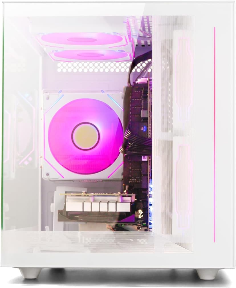 WIWB Gaming PC Desktop, Ryzen 7 8700F, GeForce RTX 5060(8G), 32GB DDR5 RAM, 1TB NVMe 3.0 SSD, Wi-Fi 6 650W PSU High-end Tower Computer (White)