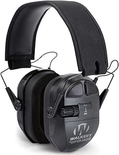 WALKER'S Ultimate Power Muff Quads - Hearing Protection Noise Reduction 26dB NRR Hunting Gun Range Shooting Electronic Earmuffs with AFT, 2 AAA Batteries Included