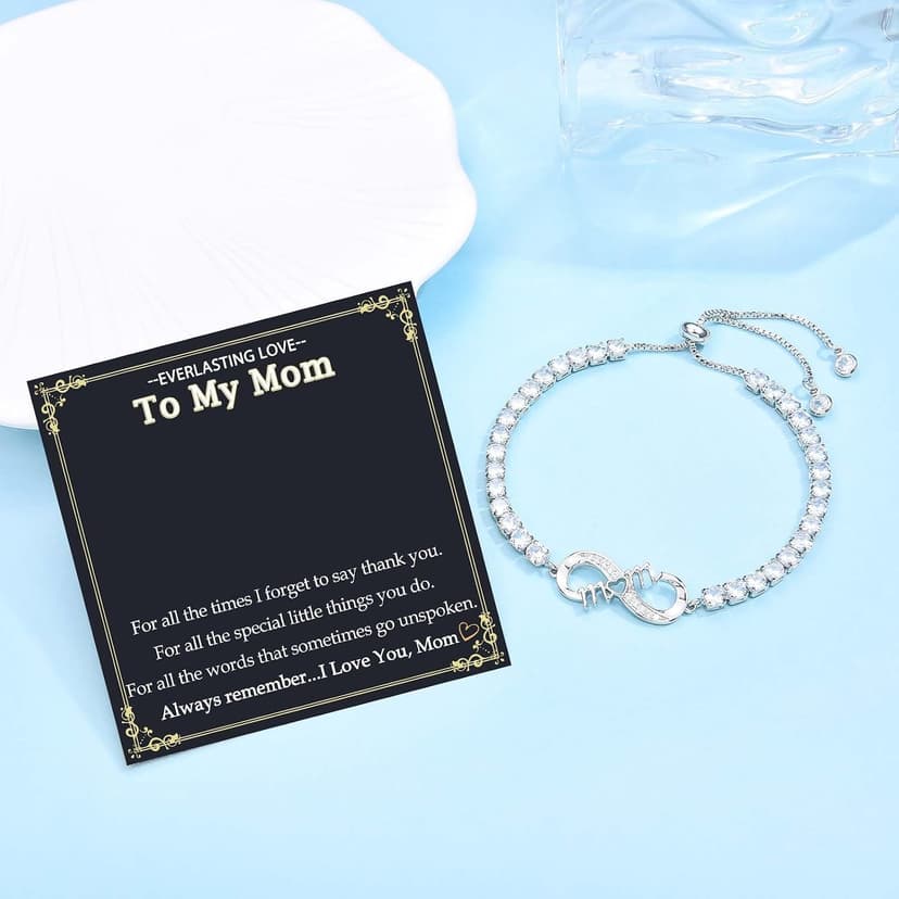4MM Cubic Zirconia Tennis Bracelet, Infinity CZ Jewelry, Christmas, Mothers Day, Valentines Day, Birthday, Easter Mom Nana Grandma Aunt Mimi Gigi Grammy Granny Bracelet Gifts for Women B0GSZ6BKPH