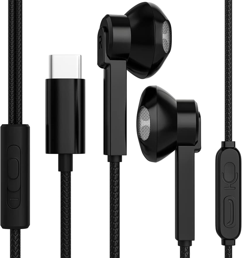 Maeline USB C Headphone, USB Type C Earphones Wired Earbuds Noise Canceling in-Ear Headset with Microphone for Computers, Laptops, Tablets, Smartphones - Black