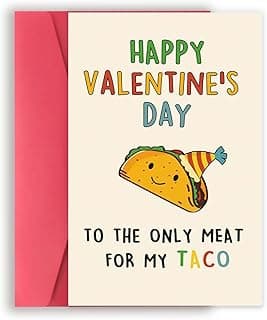 Lovely Taco Valentines Day Card for Him Her, Naughty Valentine's Day Gift for Husband Wife, Romantic Boyfriend Girlfriend Vday Card, To The Only Meat for My Taco