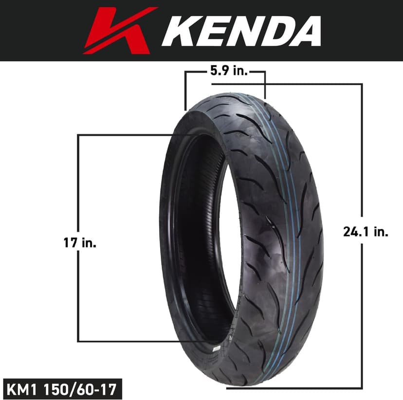 Kenda KM1 (KM001) 110/70R17 Front (54H) & 150/60R17 (66H) Rear Tires for Sport Touring Motorcycles, Radial with High-Speed Stability & Excellent Wet Grip w/Keychain (110/70-17) (150/60-17) (2-Pack)
