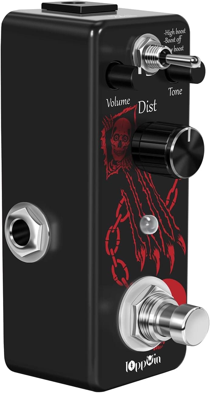 IOppWin HOLY WAR Heavy Metal Distortion Pedal - 3 Mode (Lo/Hi Boost) True Bypass, Mini Metal Casing, Guitar Effects Pedal