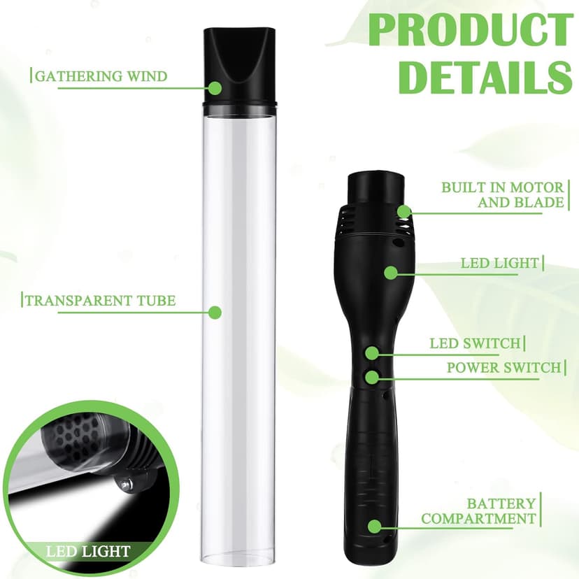 Qualirey 1 Pack Bug Vacuum for Adults Bug Vacuum Catcher Insect and Spider Traps Sucker Battery Powered Grabber with LED Light Stink Ant Moth Cockroach Small Bedbug