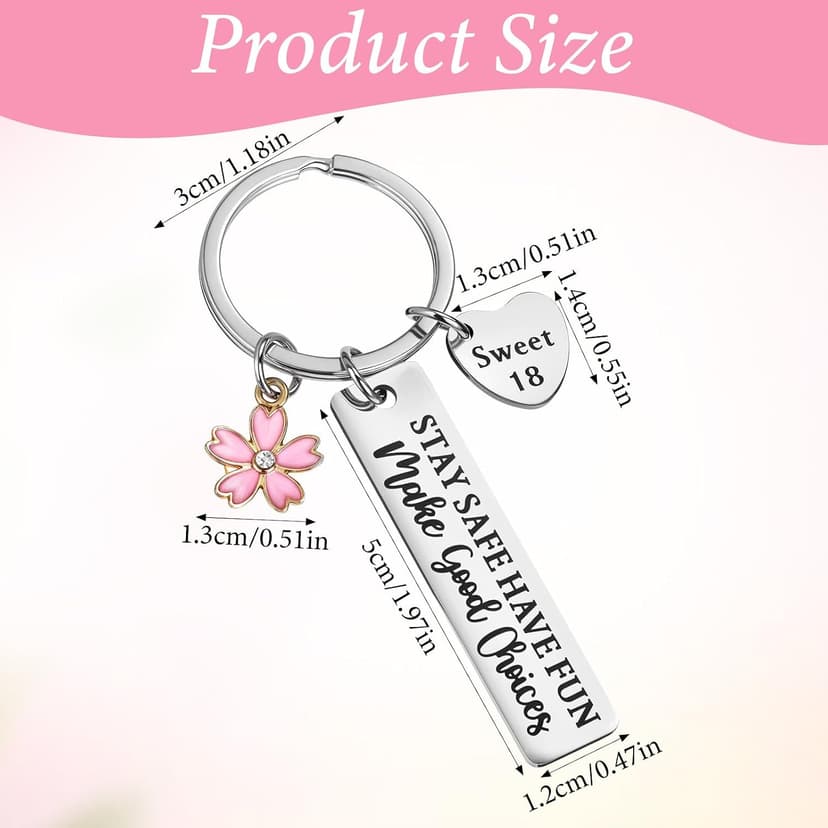 Ouligay 18th Birthday Gift for Girls, 18 Year Old Girl Birthday Gifts, Sweet 18 Gifts Keychain for Girls, 18th Party Decoration Favors for Teen Girl Daughter Sister Best Friend B0FDKSXMC7