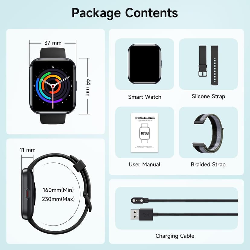 Smart Watch for Men Women, 1.8" Fitness Tracker for Android & iPhone, Answer/Make Calls, Alexa Built-in, Heart Rate/Sleep/SpO2 Monitor Smartwatch, IP68 Waterproof Watches 101+ Sport Modes, 2 Bands