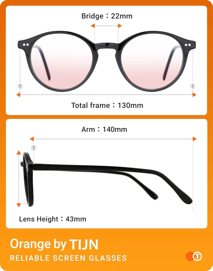 TIJN Blue Light Blocking Glasses Men Women Vintage Thick Round Rim Frame Eyeglasses